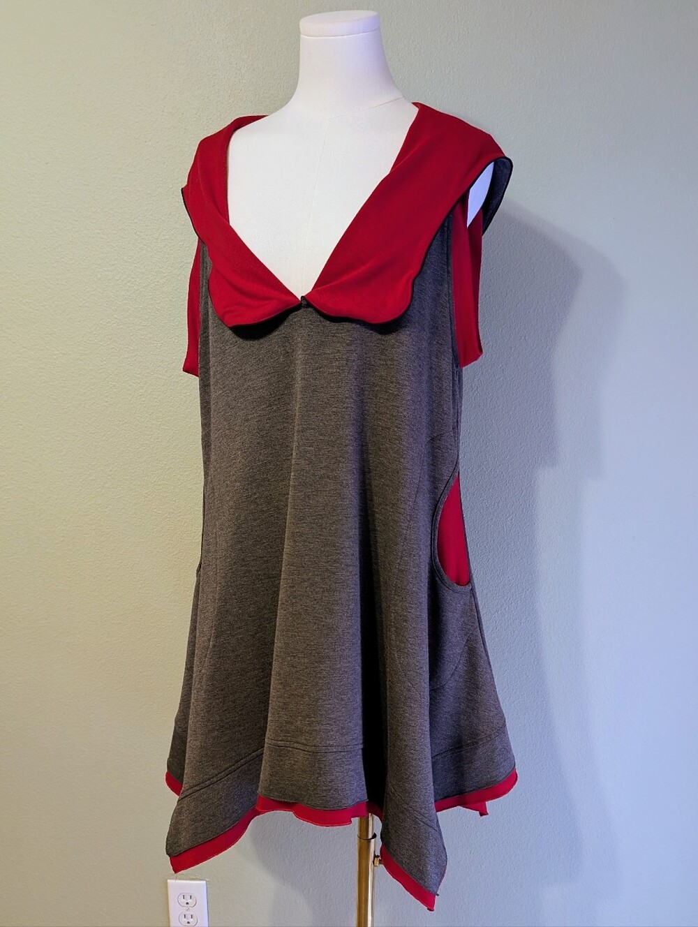 Design Today's SONG & SUNG Artsy Lagenlook Asymmetrical Tunic XL Wired Collar